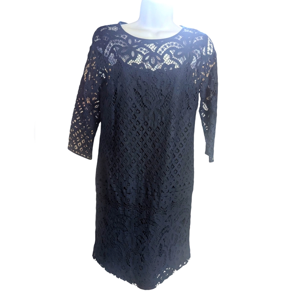 LOFT SEMI-FORMAL DRESS NAVY LACE SZ 0